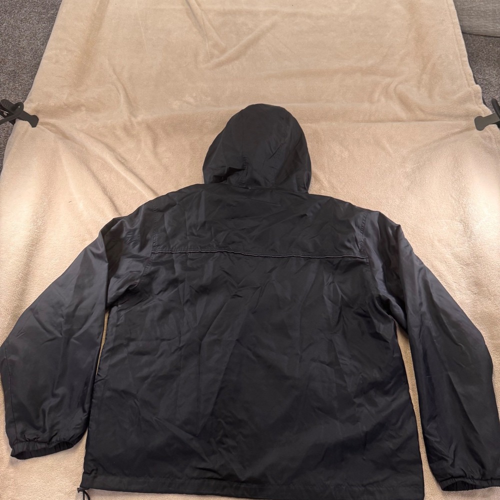 Vintage Eddie Bauer Black Hooded Windbreaker 90's Jacket Coat Outdoor Sz XL Tall - Picture 11 of 13
